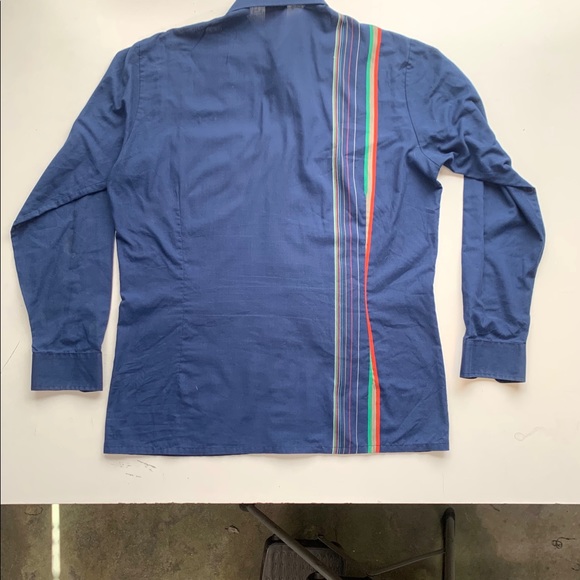 Vintage 70s sport shirt w color stripe down front - Picture 3 of 9
